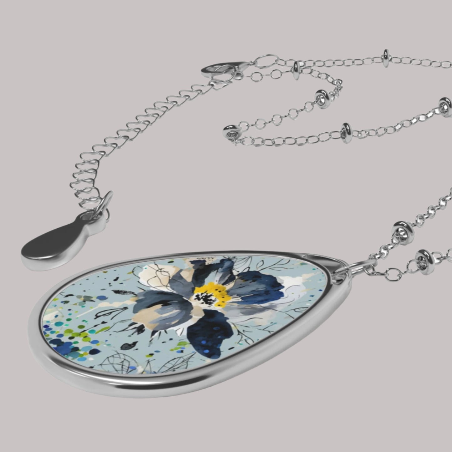 Floral Oval Pendant Necklace