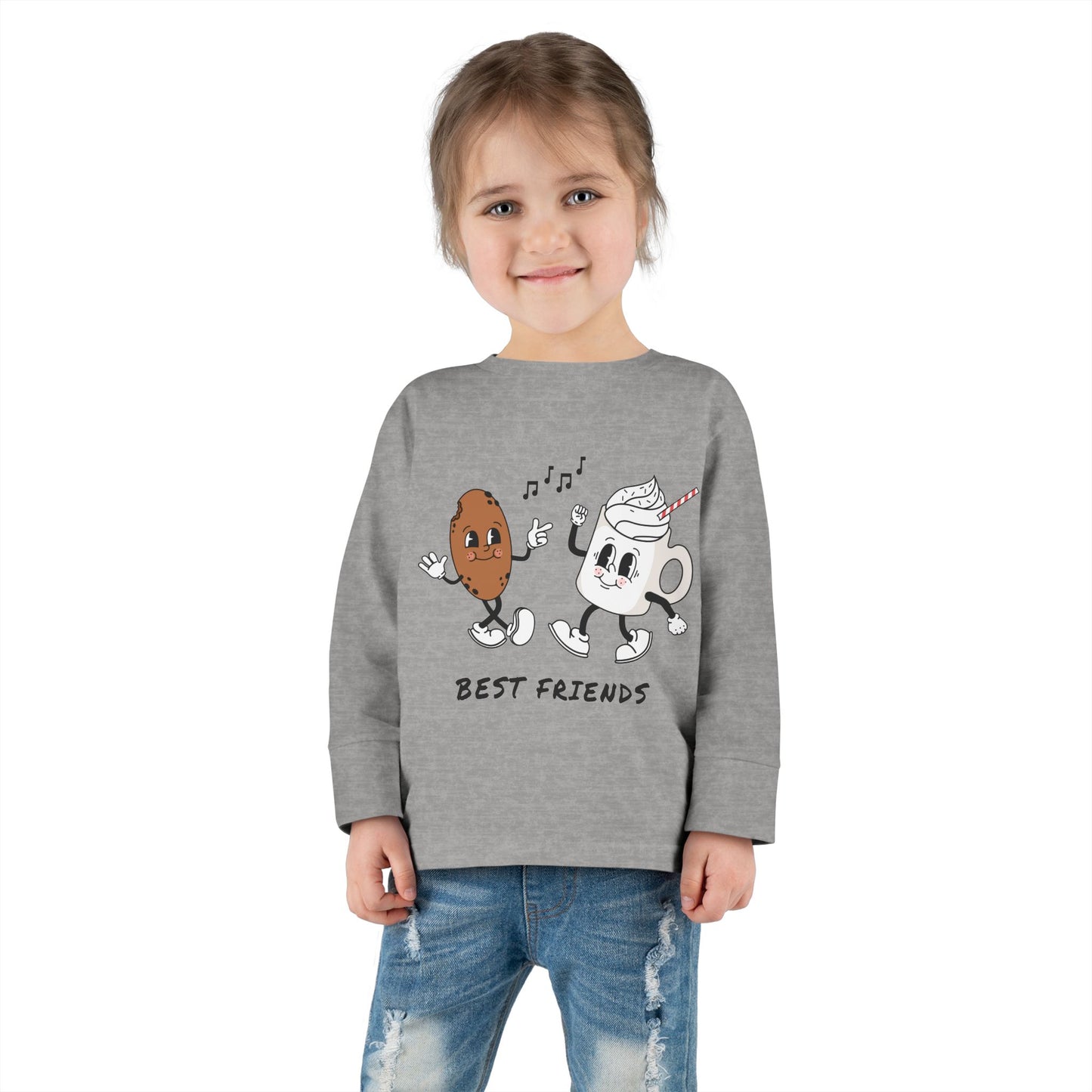 Cute Toddler Long Sleeve Tee - 'Best Friends' Design