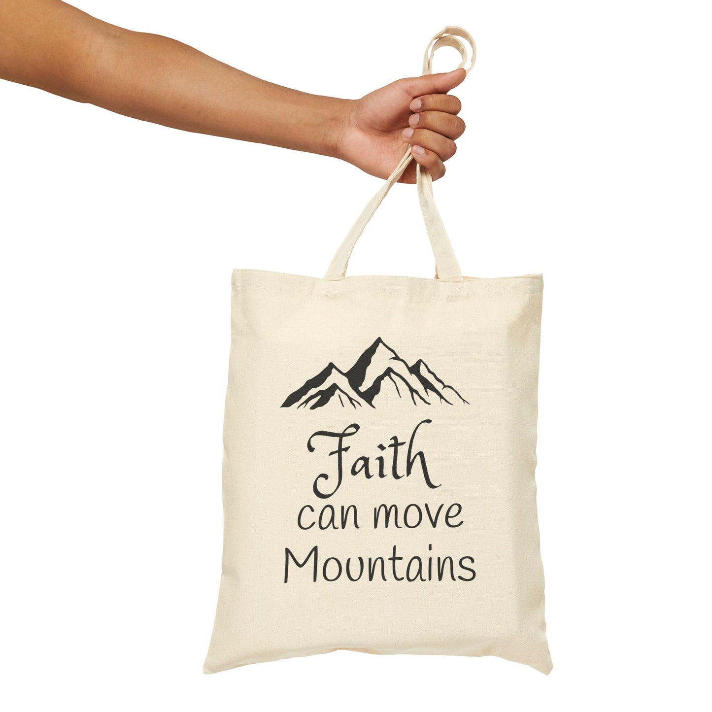 Faith Moves Mountain Tote Bag - Eco-Friendly Reusable Cotton Canvas