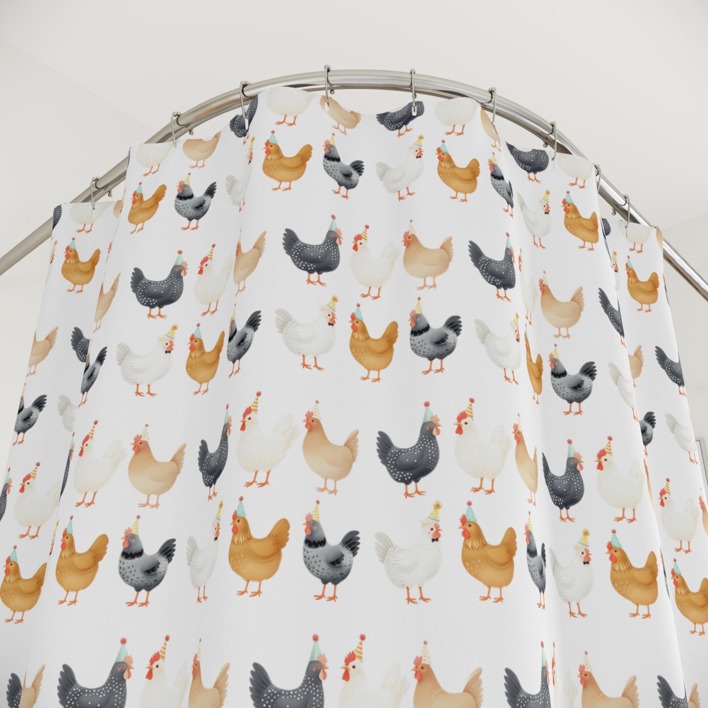 Farmhouse Chickens Shower Curtain – Rustic Home Décor for Country Lovers