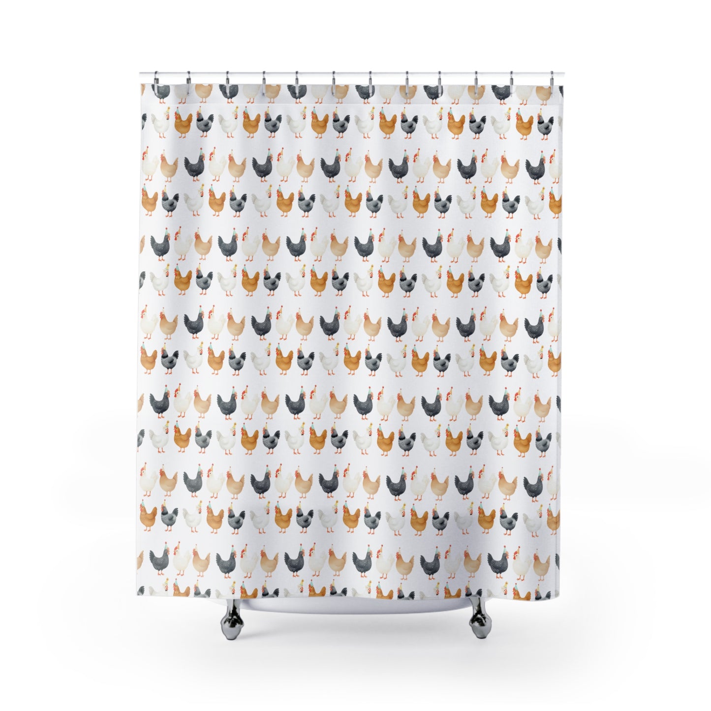 Farmhouse Chickens Shower Curtain – Rustic Home Décor for Country Lovers