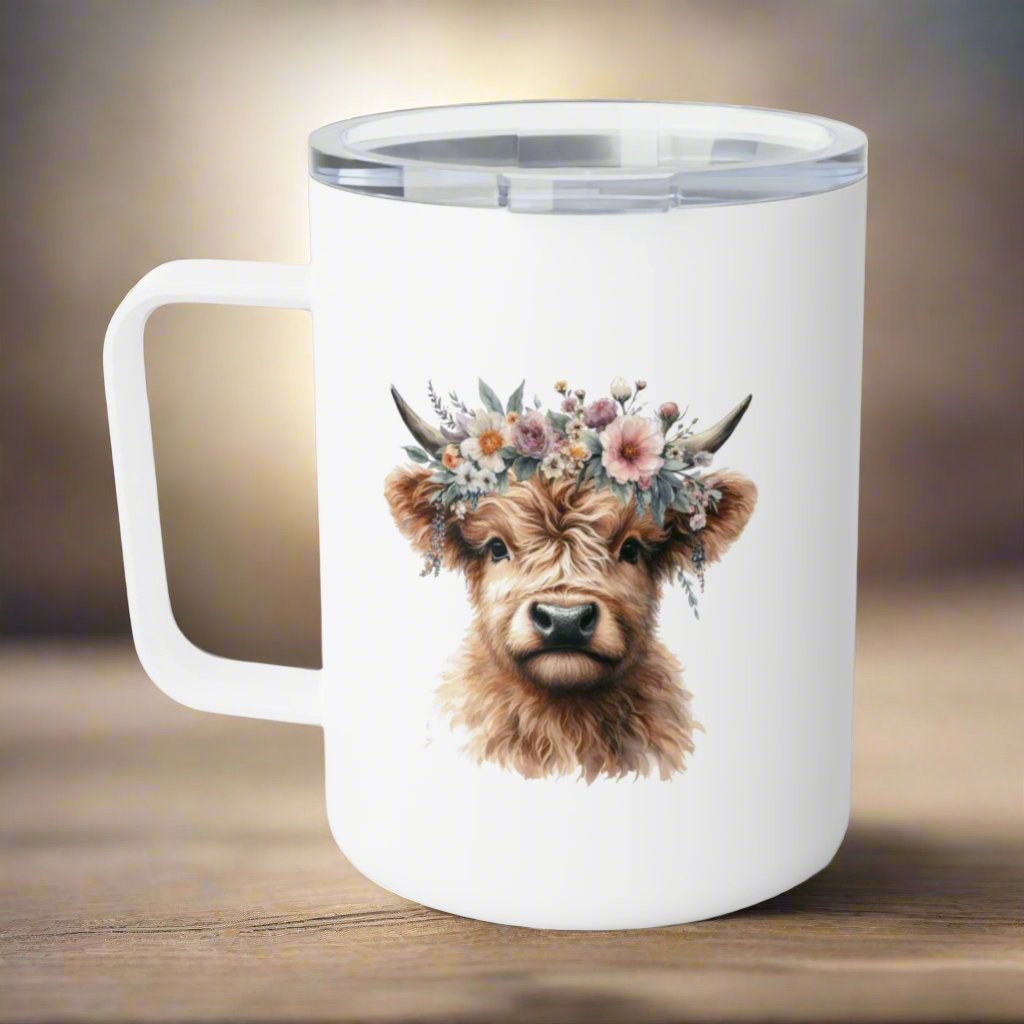 Cute Cow Insulated Coffee Mug | Perfect Gift for Animal Lovers | 10oz